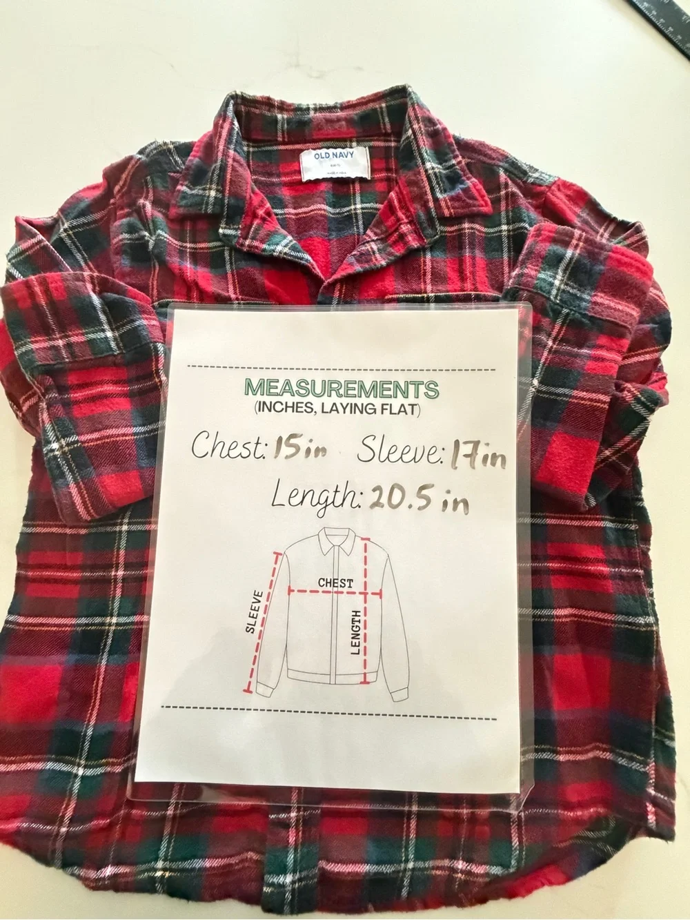 Old Navy Boys Red Plaid Flannel Button Down Shirt Size Small 100% Cotton